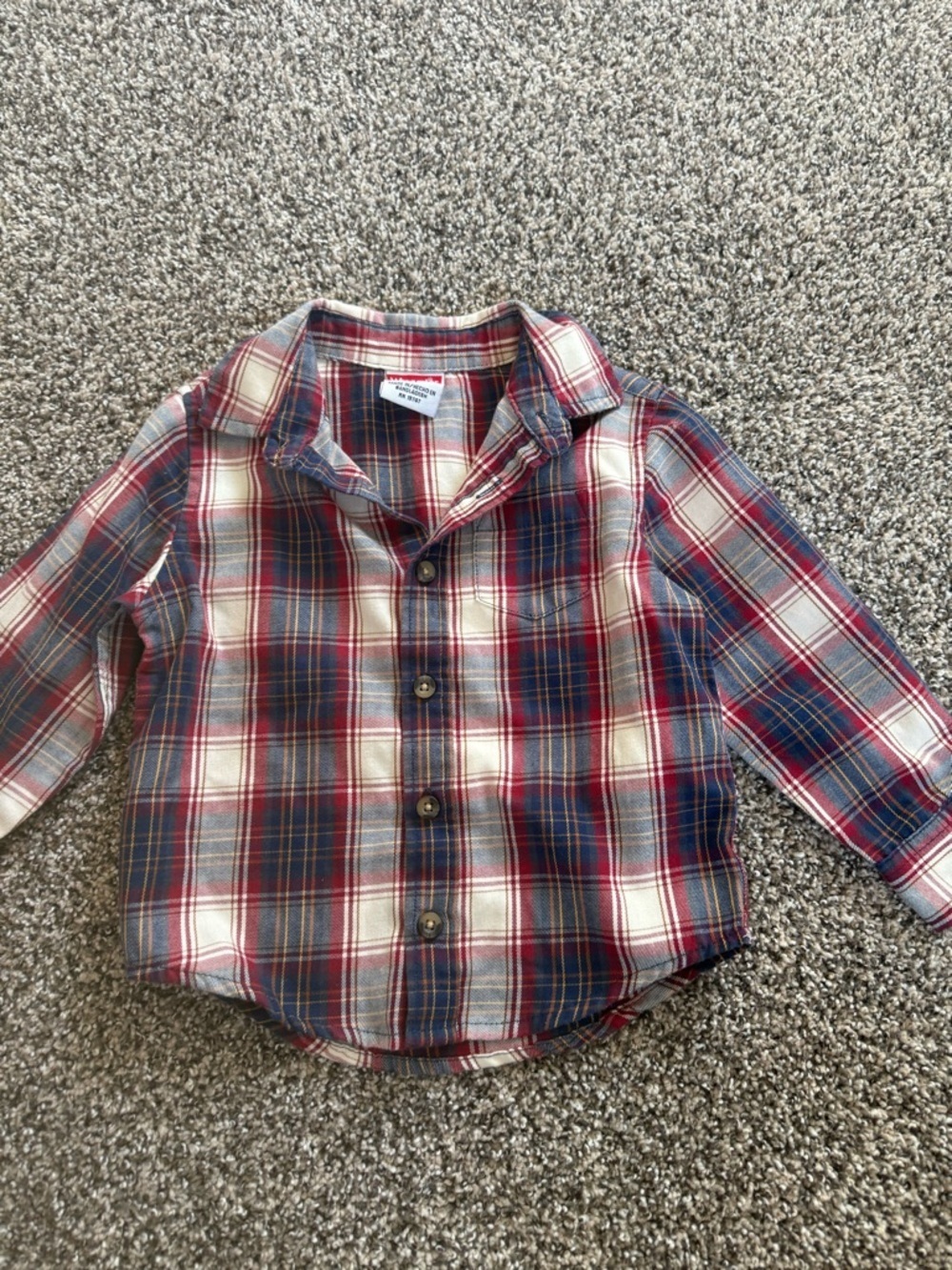 Wrangler Toddler Boy Red, Blue & Cream Plaid Button-Down Shirt Size 2t